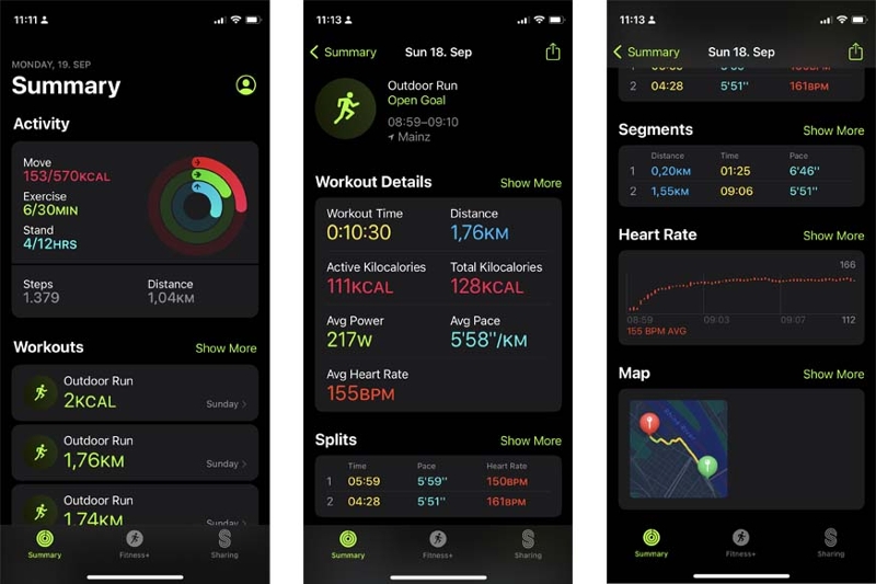 You can see the recorded training data in the app.